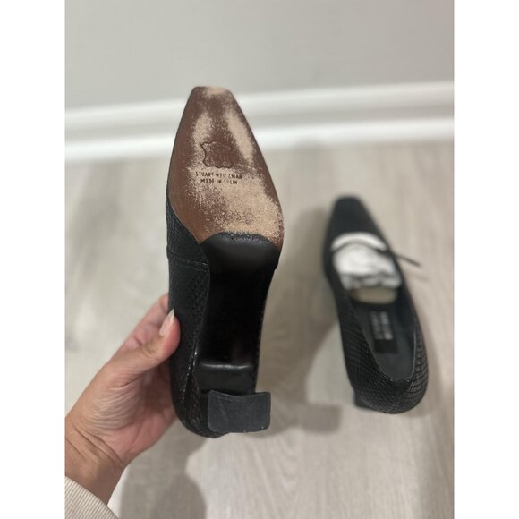 Stuart Weitzman Shoes Womens Size 6.5 Black Mary Jane Heels Square Toe 4W70260 - Picture 8 of 10